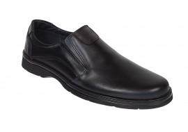 Pantofi barbati casual din piele naturala pe calapod lat cu elastic GKR104N